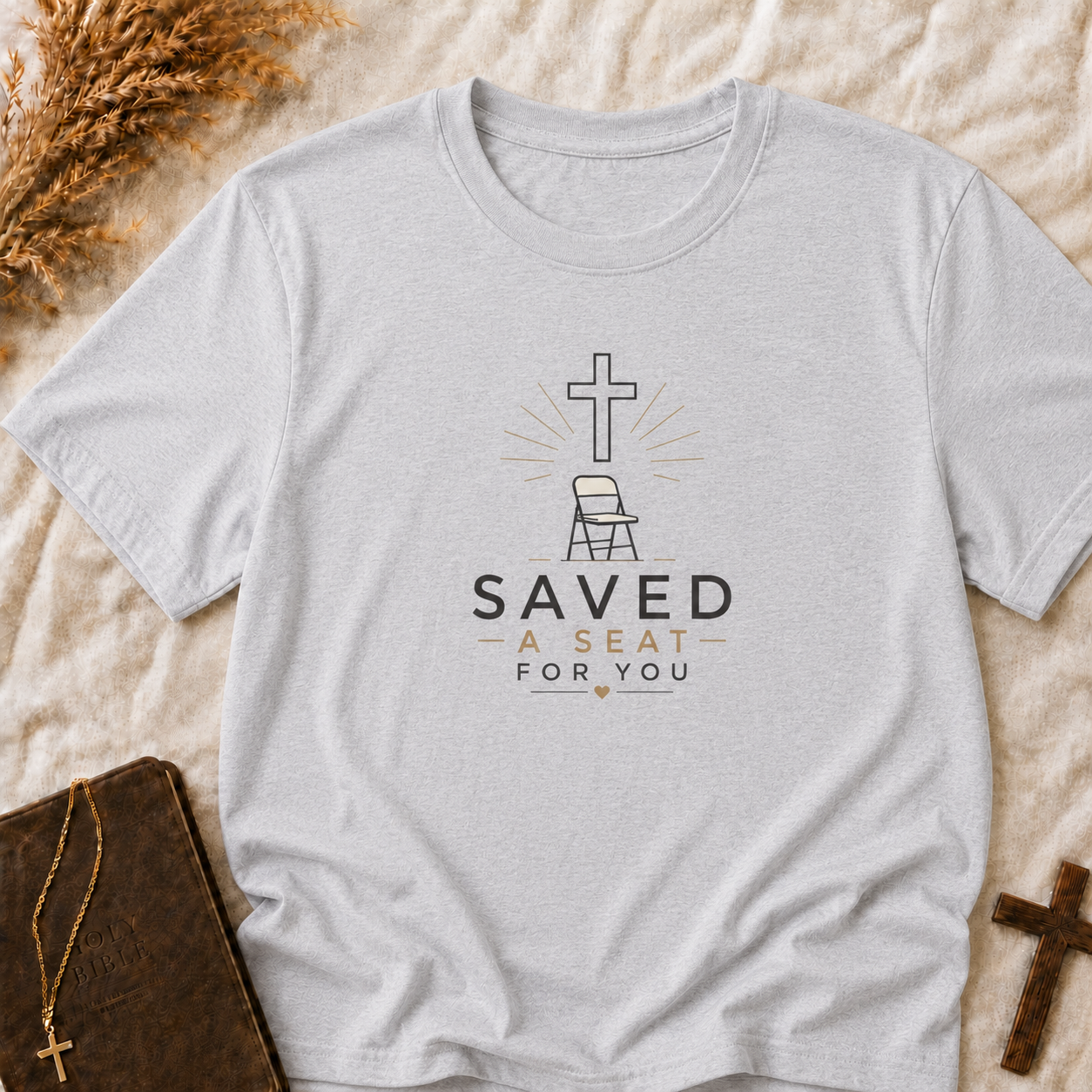 Saved T-Shirt — "Saved a Seat for You" Christian Faith Tee