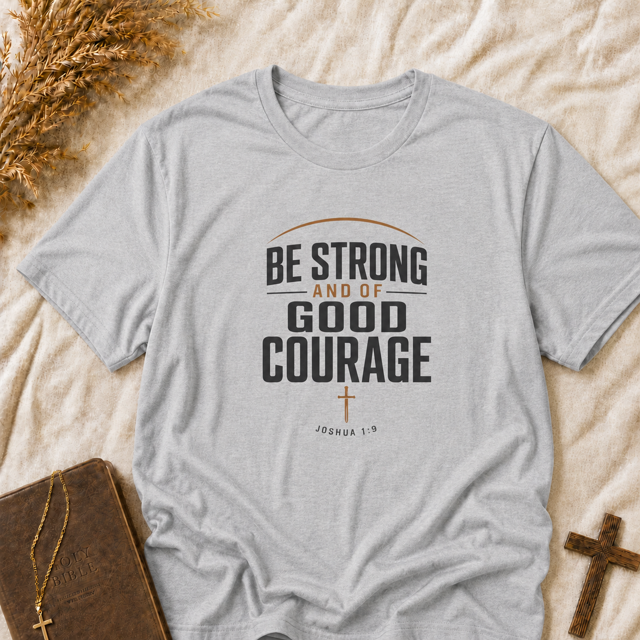 Be Strong and of Good Courage T-Shirt — Inspirational Christian Faith Tee