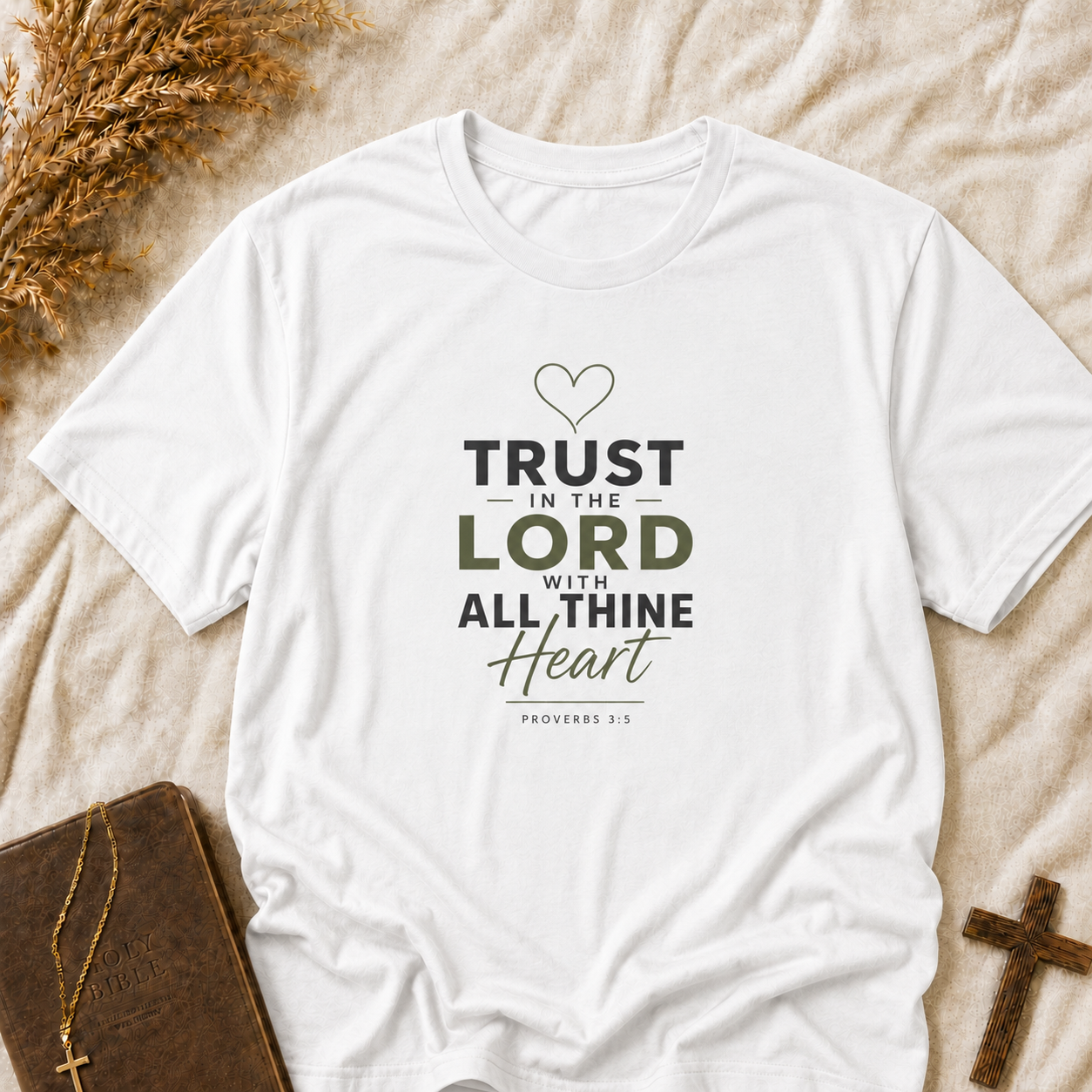 Faith T‑Shirt — "Trust in the Lord with All Thine Heart" Inspirational Christian Tee