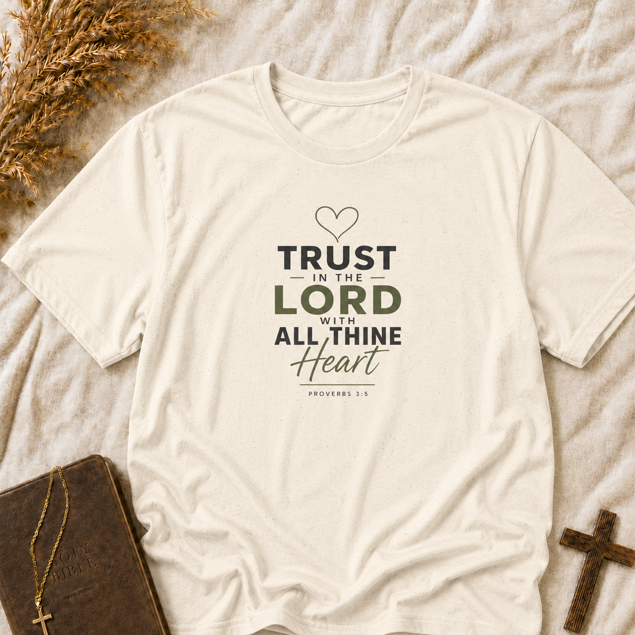 Faith T‑Shirt — "Trust in the Lord with All Thine Heart" Inspirational Christian Tee