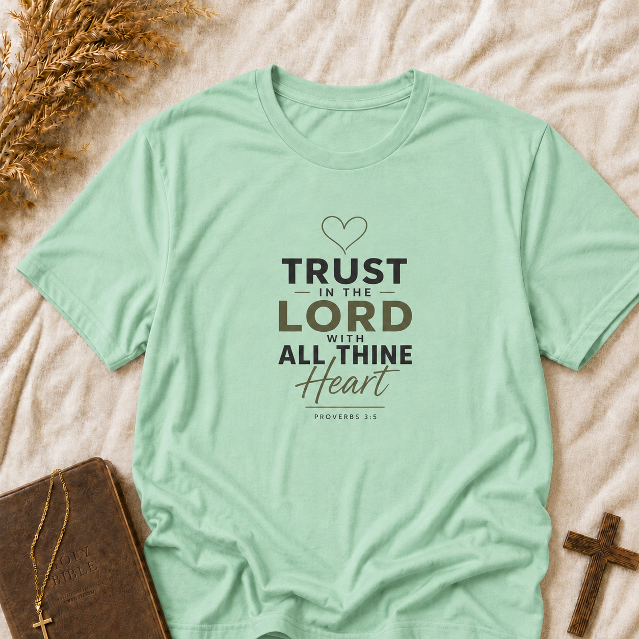Faith T‑Shirt — "Trust in the Lord with All Thine Heart" Inspirational Christian Tee