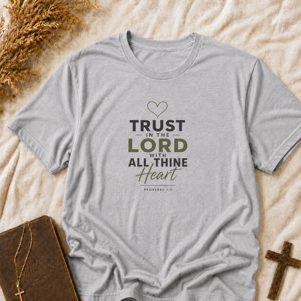 Faith T‑Shirt — "Trust in the Lord with All Thine Heart" Inspirational Christian Tee