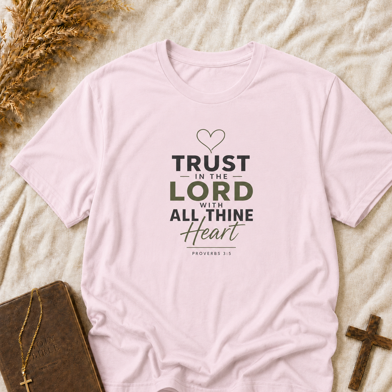 Faith T‑Shirt — "Trust in the Lord with All Thine Heart" Inspirational Christian Tee