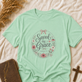 Saved by Grace Floral T-Shirt — Christian Faith Tee for Women