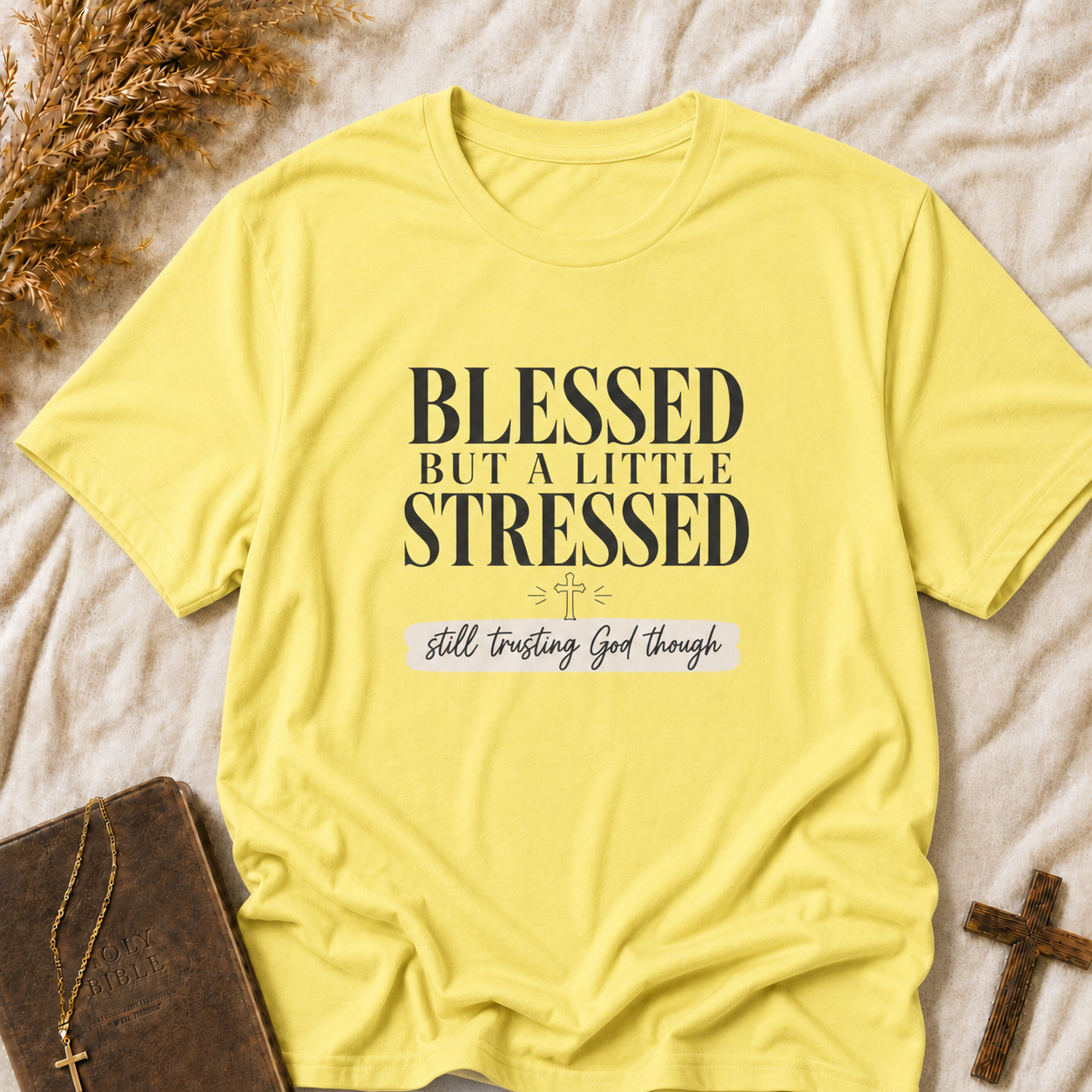 Blessed But A Little Stressed Tee — Faith-Inspired Casual Shirt