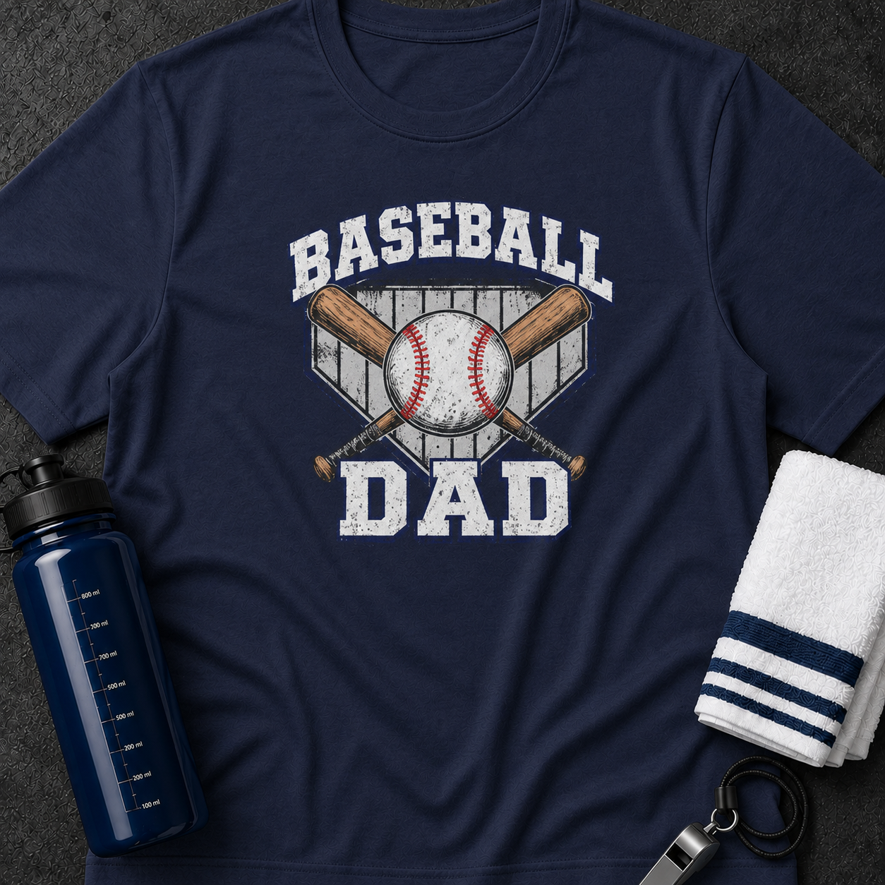 Baseball Dad T-Shirt — Vintage Crossed Bats & Ball Sports Tee
