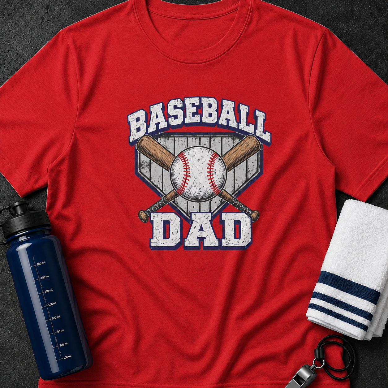 Baseball Dad T-Shirt — Vintage Crossed Bats & Ball Sports Tee