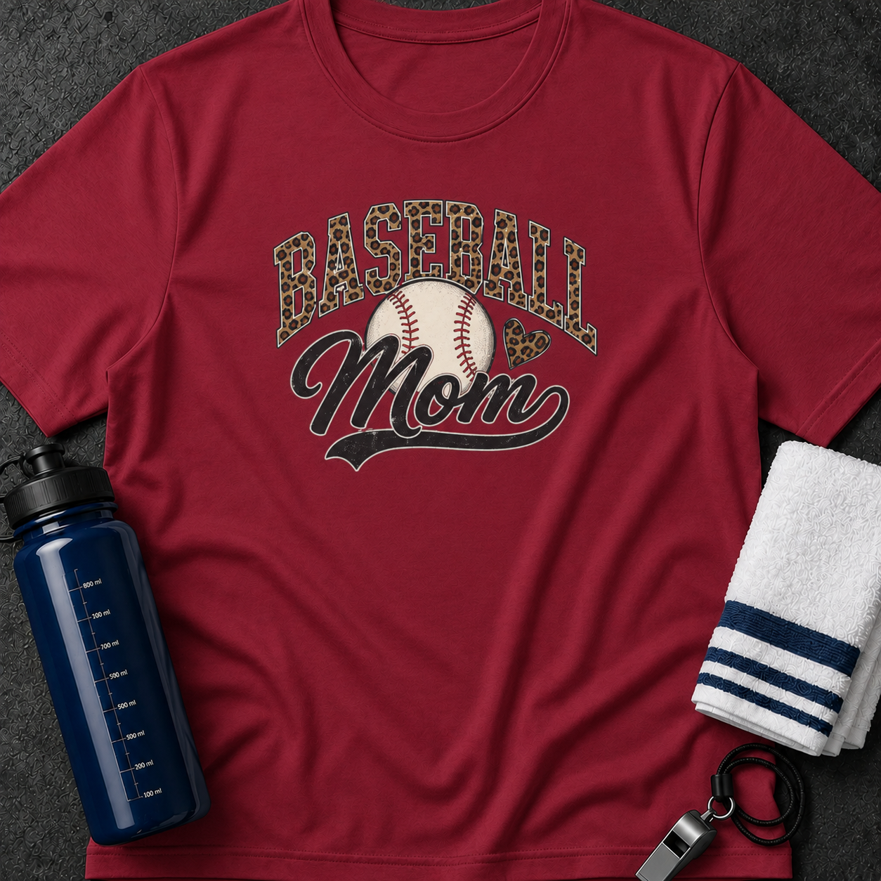 Baseball Mom T-Shirt — Leopard Print Baseball Graphic for Proud Moms