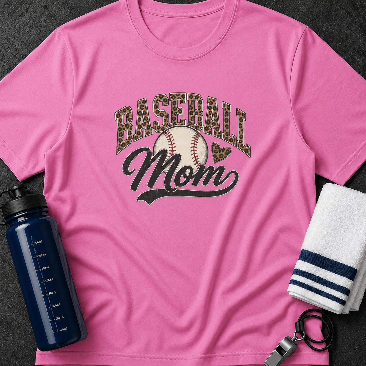 Baseball Mom T-Shirt — Leopard Print Baseball Graphic for Proud Moms