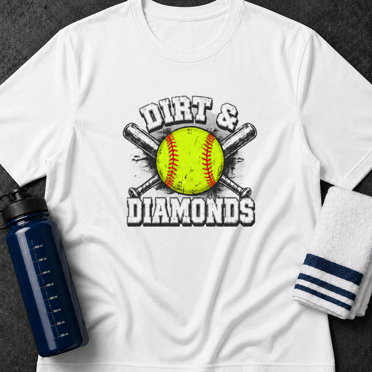 Dirt & Diamonds Softball T‑Shirt — Vintage Softball Graphic Tee for Players & Fans