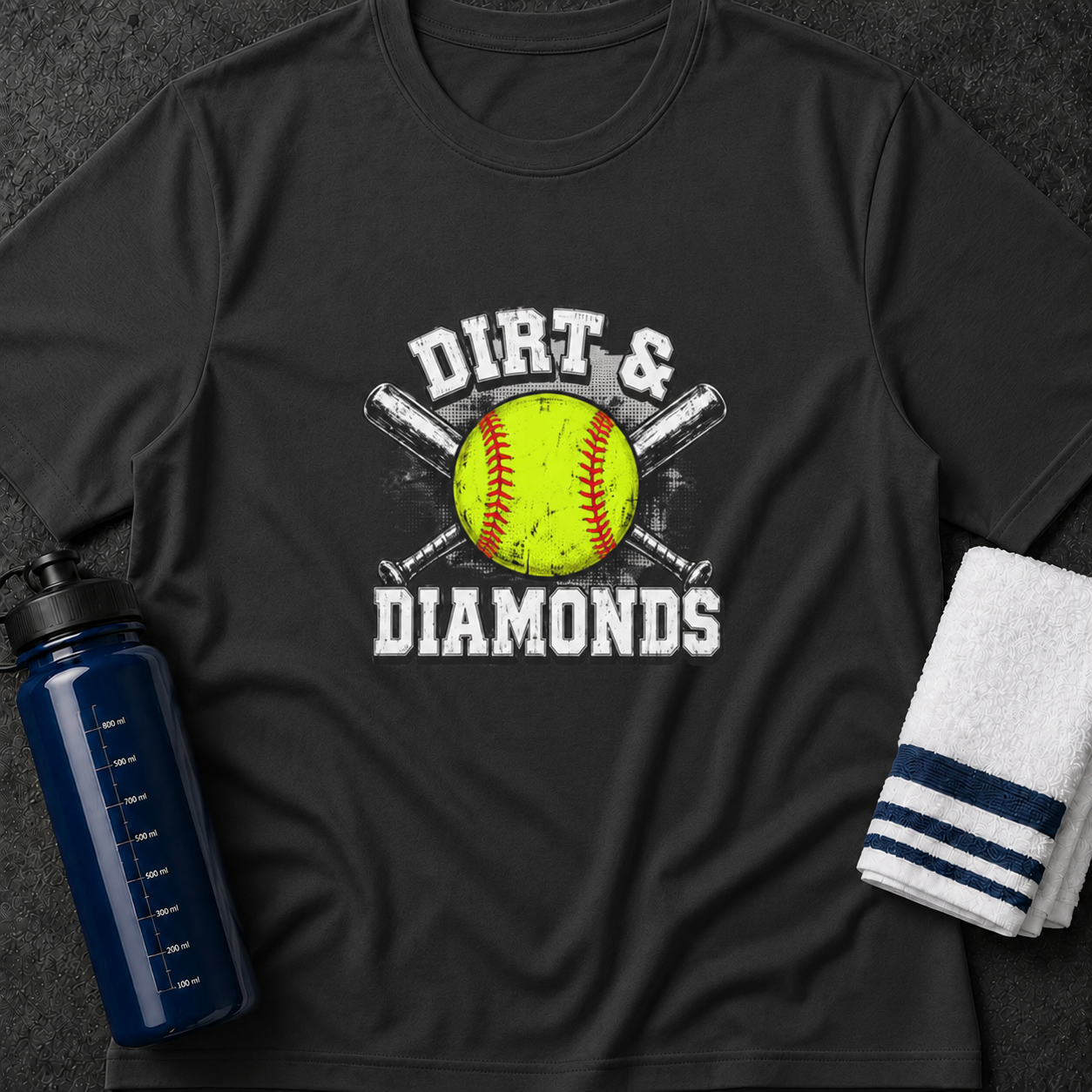 Dirt & Diamonds Softball T‑Shirt — Vintage Softball Graphic Tee for Players & Fans