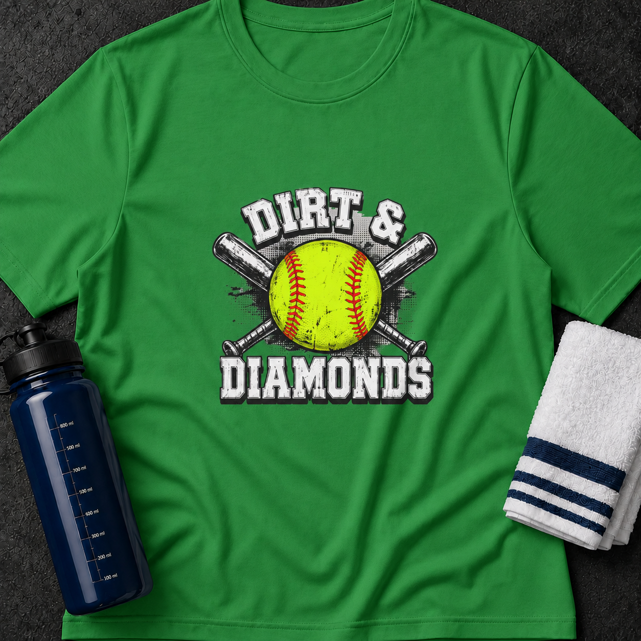 Dirt & Diamonds Softball T‑Shirt — Vintage Softball Graphic Tee for Players & Fans