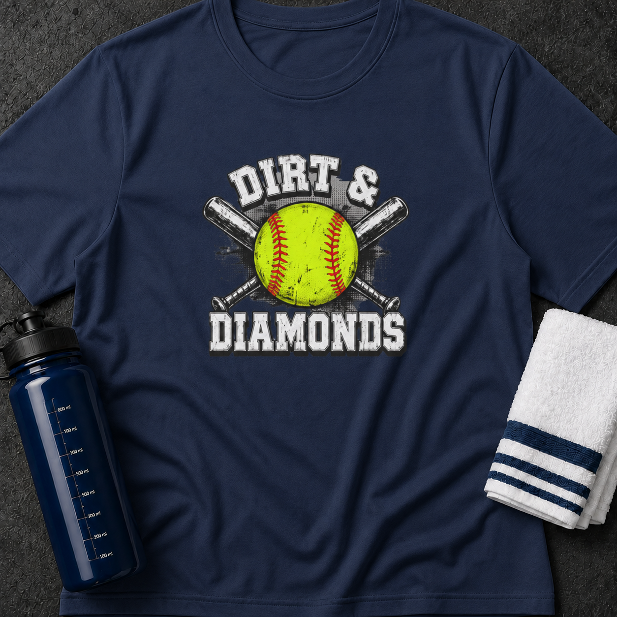 Dirt & Diamonds Softball T‑Shirt — Vintage Softball Graphic Tee for Players & Fans