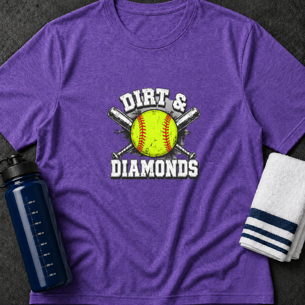 Dirt & Diamonds Softball T‑Shirt — Vintage Softball Graphic Tee for Players & Fans