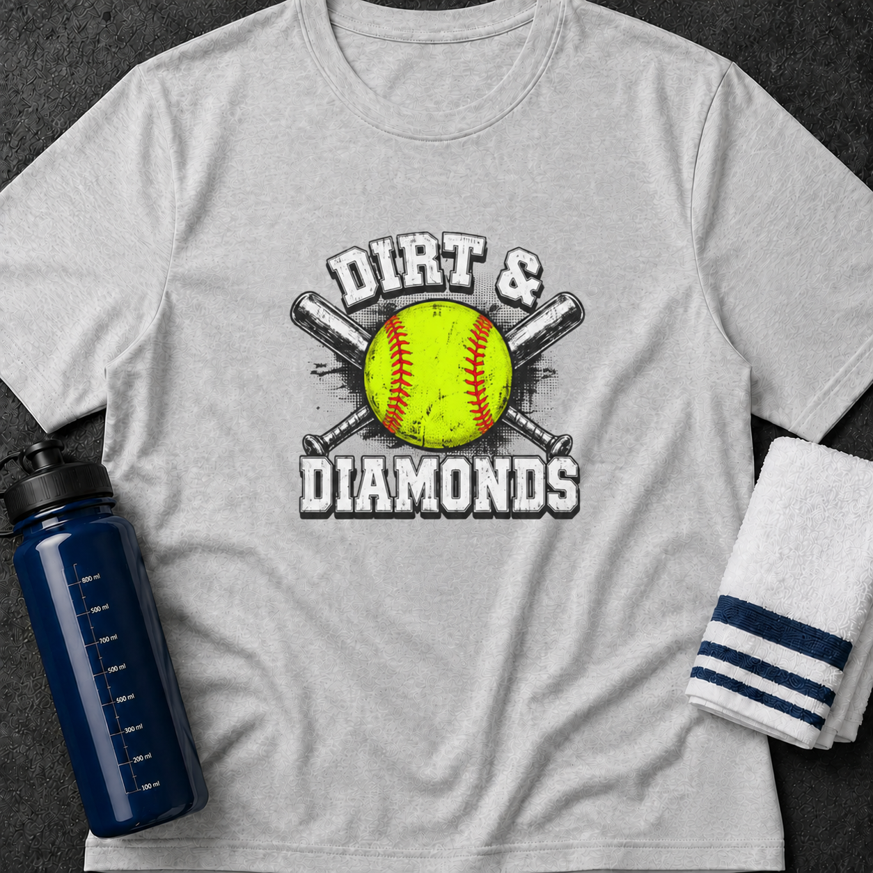 Dirt & Diamonds Softball T‑Shirt — Vintage Softball Graphic Tee for Players & Fans
