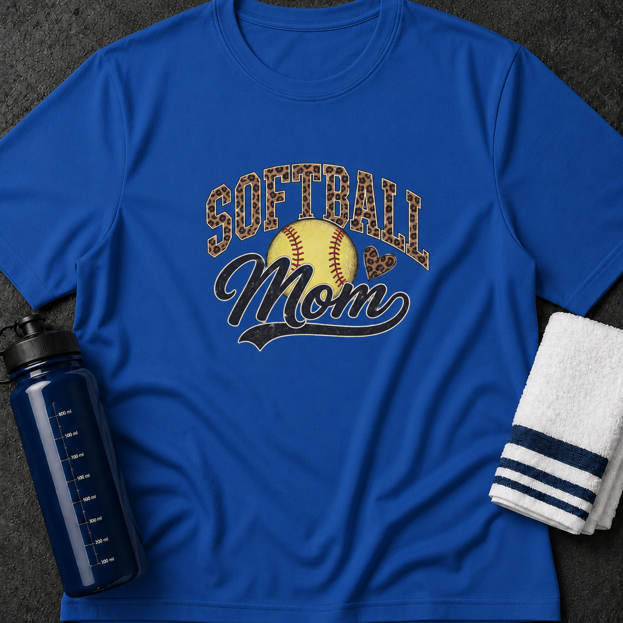 Softball Mom T-Shirt — Leopard Accent Softball Graphic Tee