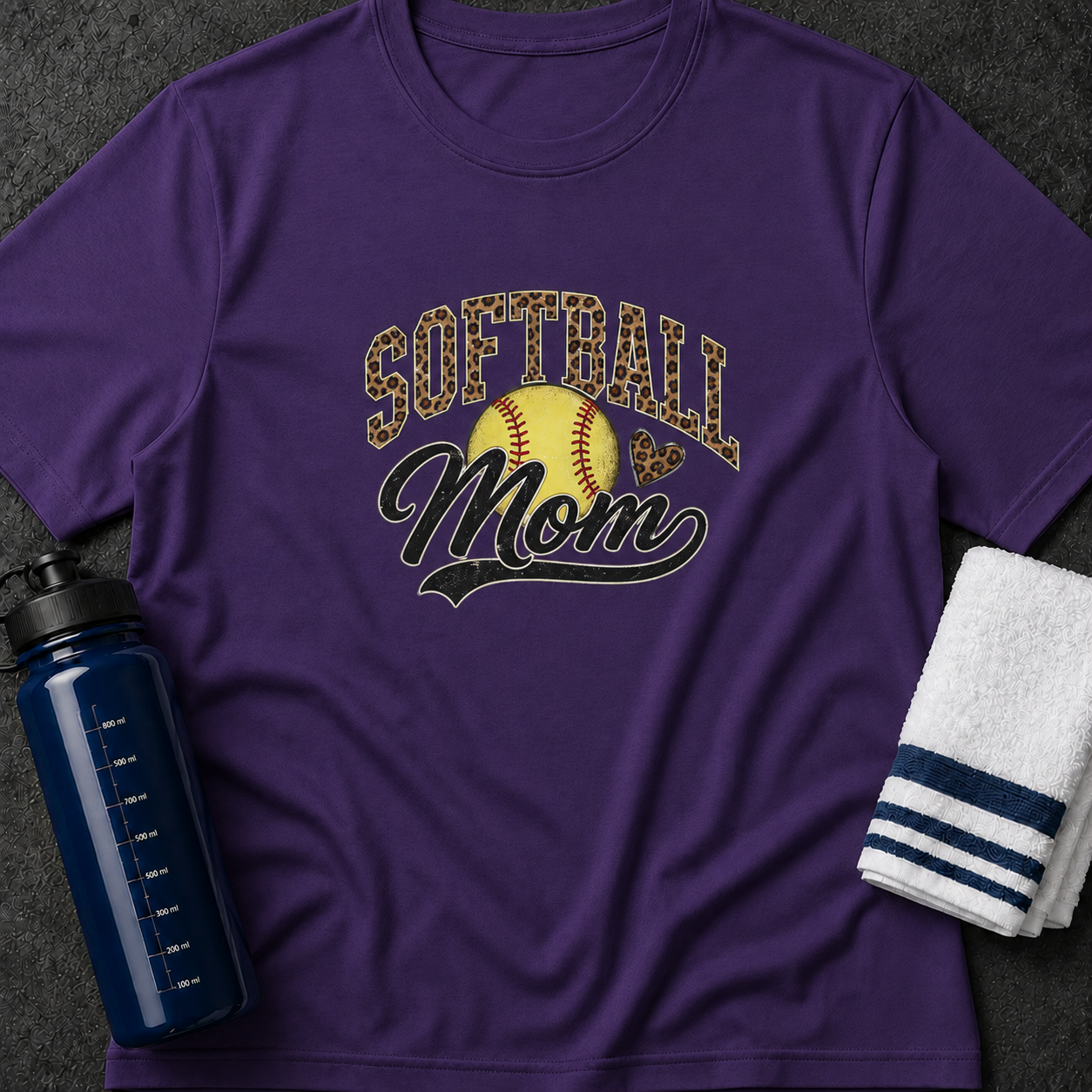 Softball Mom T-Shirt — Leopard Accent Softball Graphic Tee