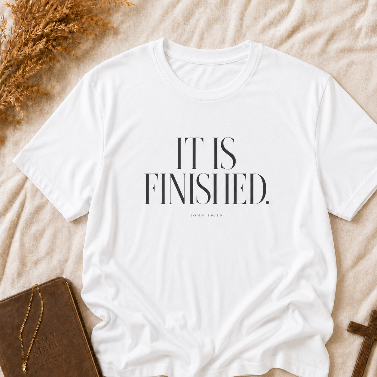 T-Shirt — "It Is Finished." Minimalist Inspirational Tee