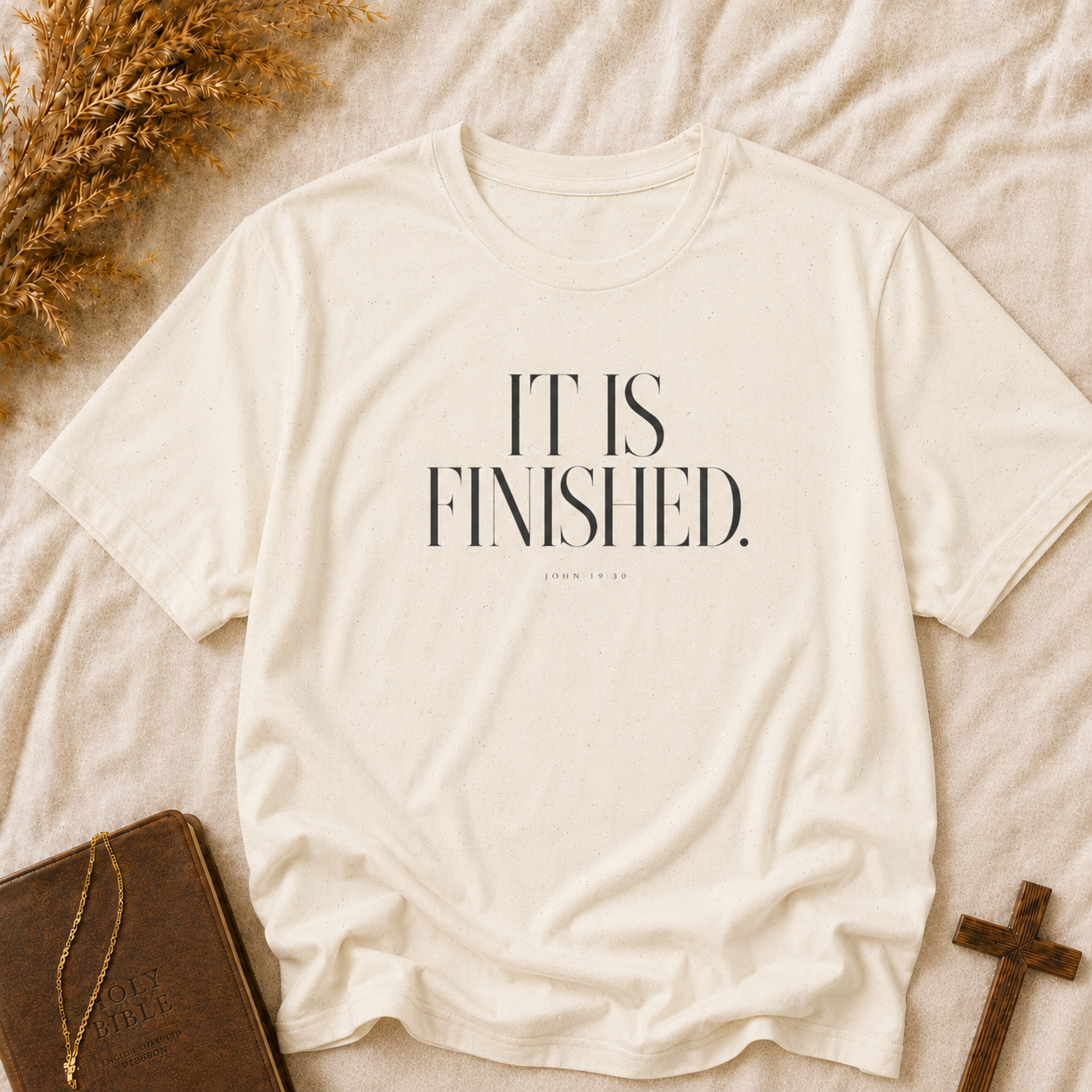 T-Shirt — "It Is Finished." Minimalist Inspirational Tee
