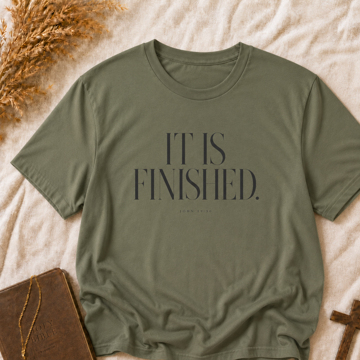 T-Shirt — "It Is Finished." Minimalist Inspirational Tee