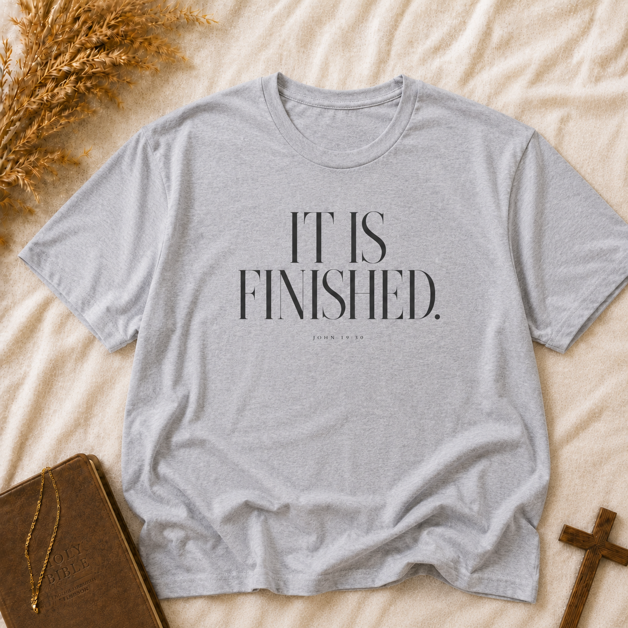 T-Shirt — "It Is Finished." Minimalist Inspirational Tee