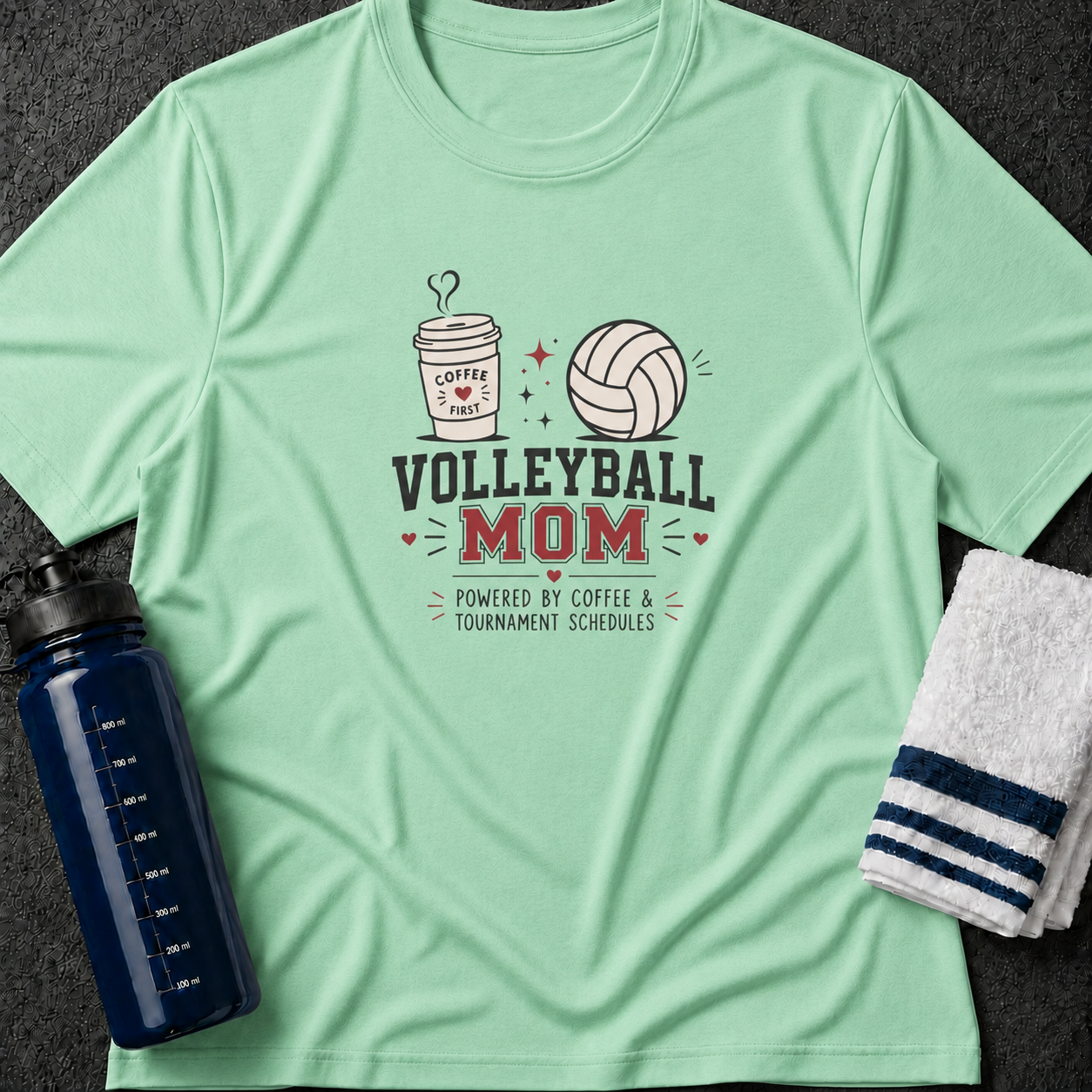 Volleyball Mom T-Shirt — Coffee First Volleyball Graphic Tee