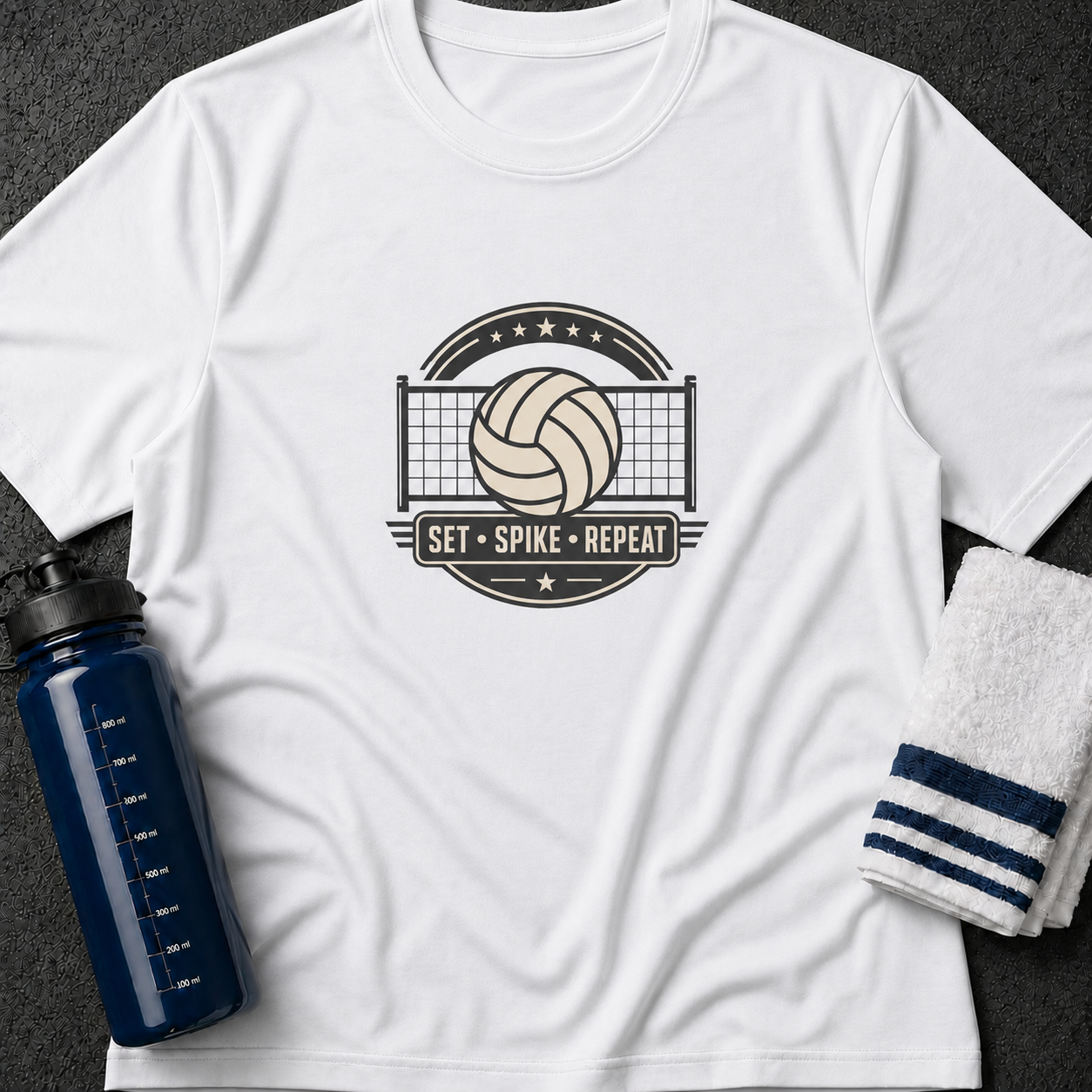 Volleyball Tee — "Set • Spike • Repeat" Graphic T-Shirt