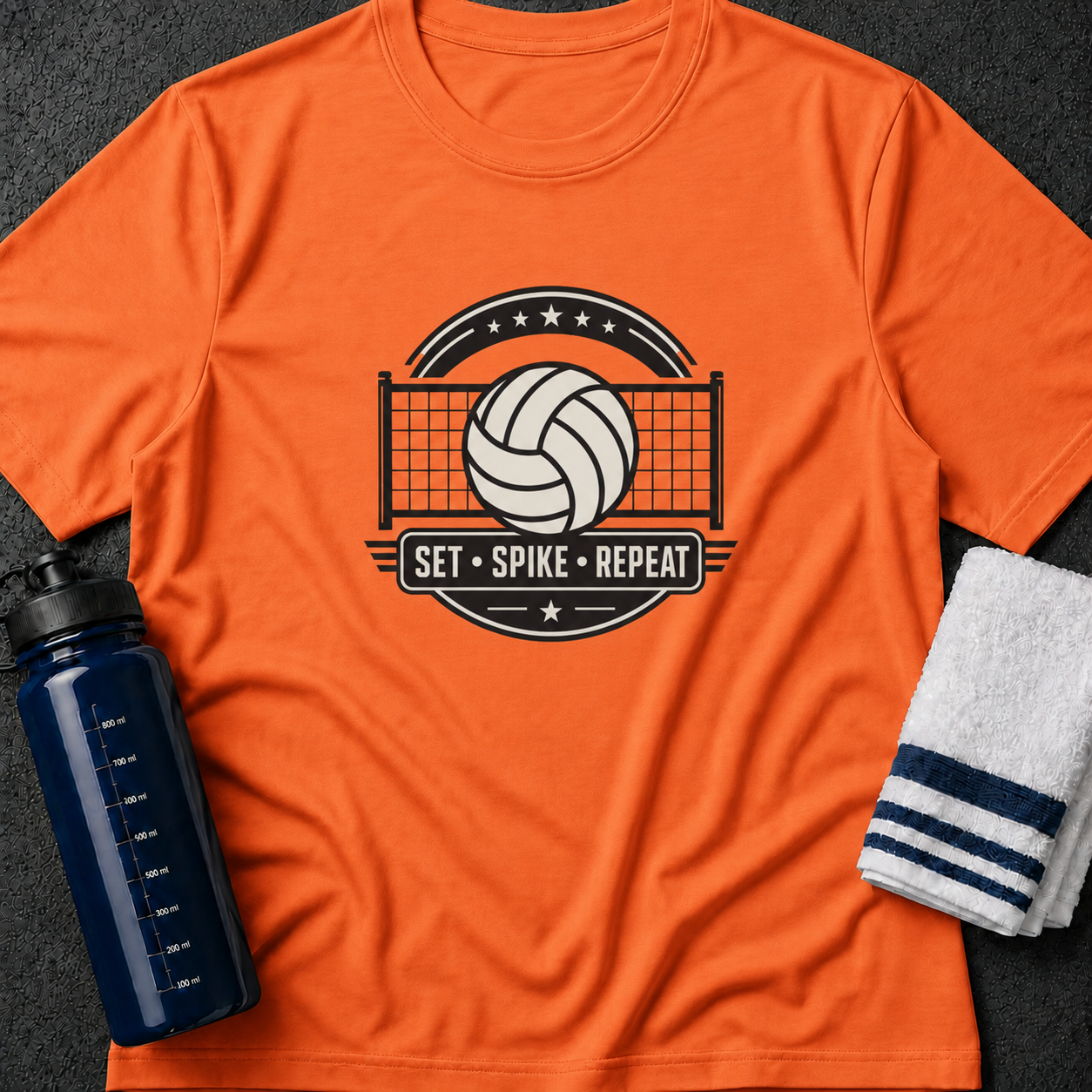 Volleyball Tee — "Set • Spike • Repeat" Graphic T-Shirt