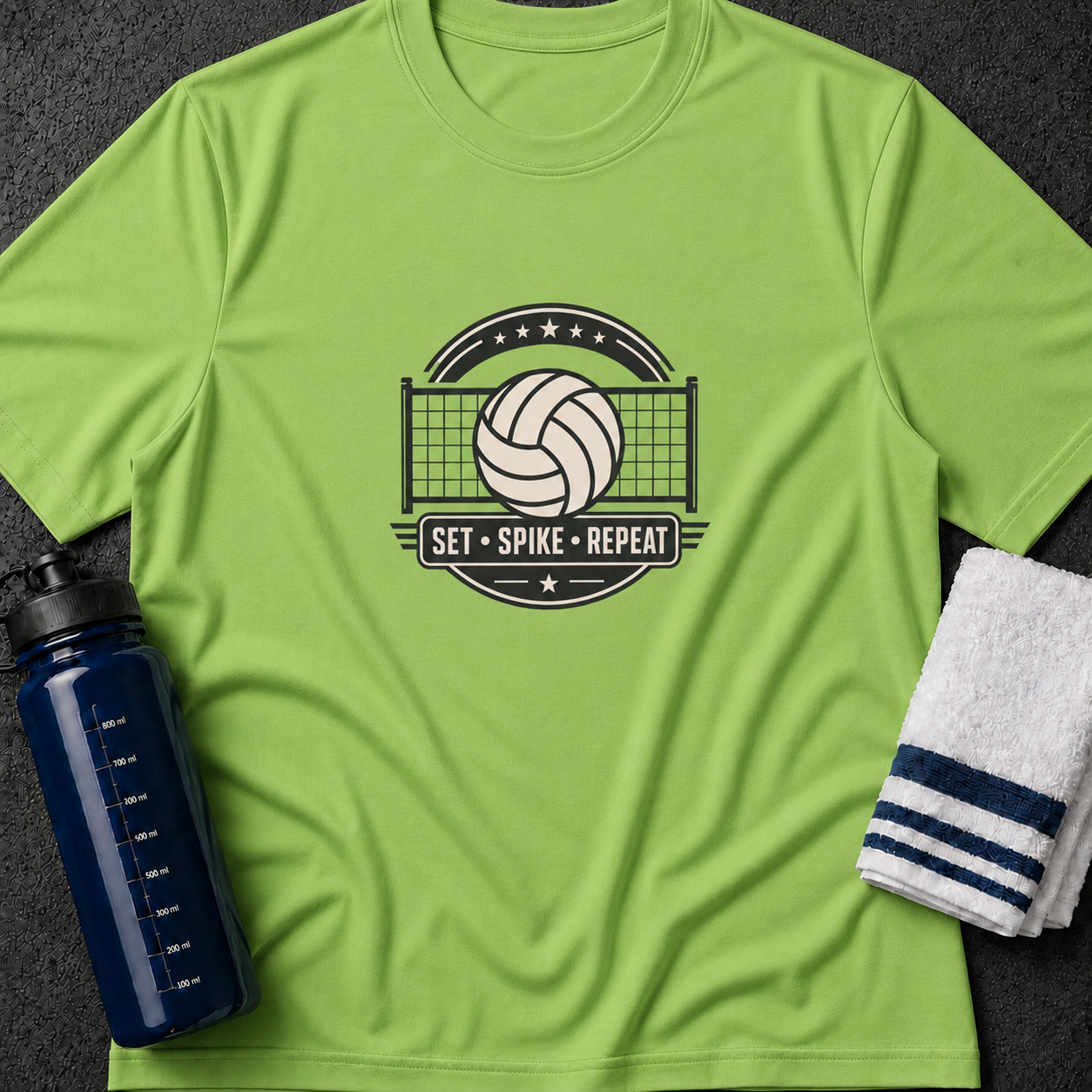 Volleyball Tee — "Set • Spike • Repeat" Graphic T-Shirt