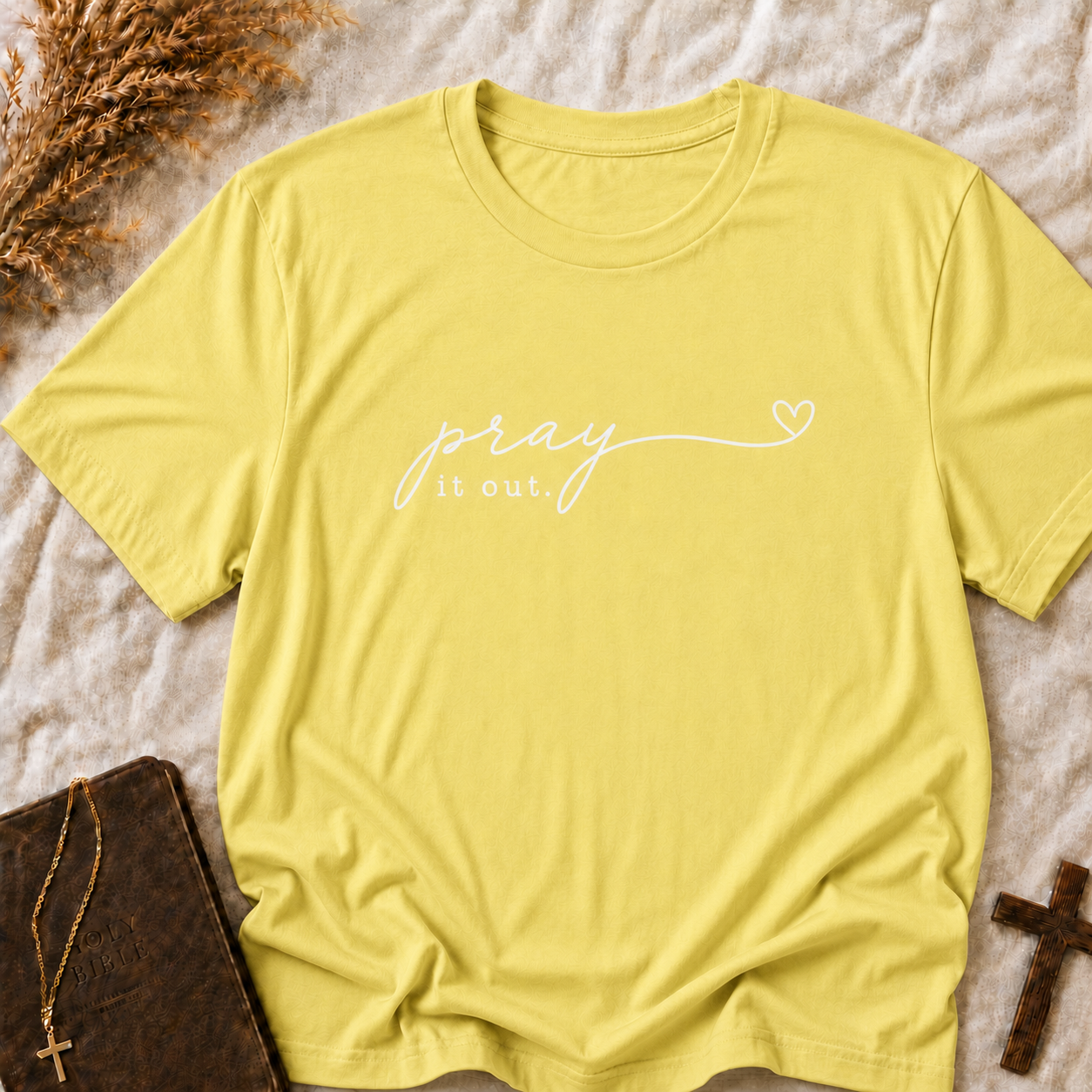 Pray It Out T‑Shirt — Inspirational Christian Faith Tee with Heart Script