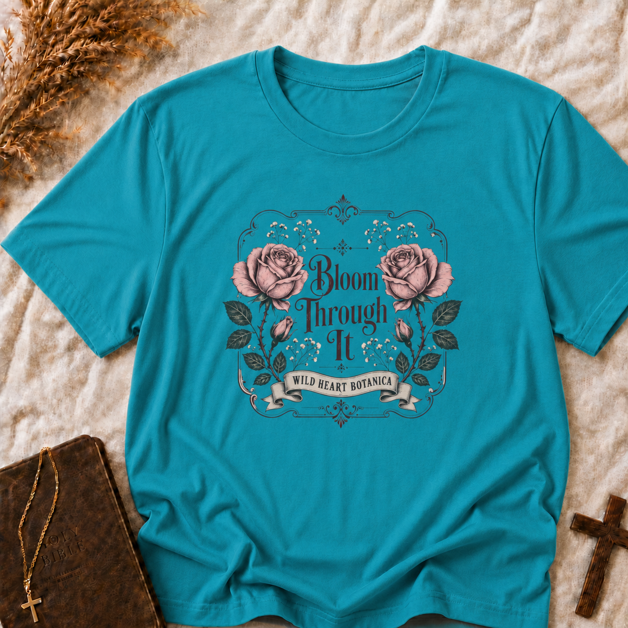 Bloom Through It Floral T-Shirt — Inspirational Rose Graphic Tee