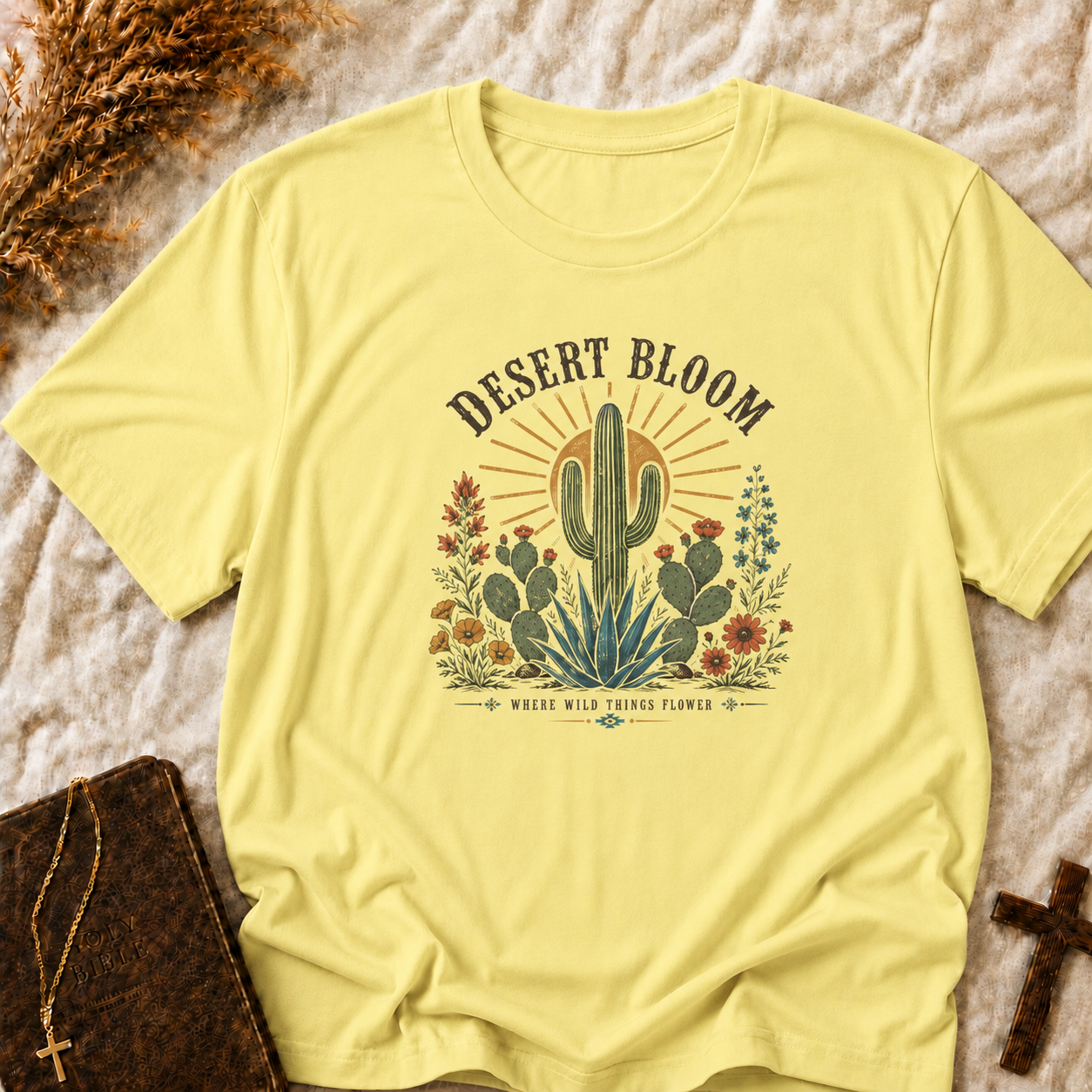 Desert Bloom T-Shirt — Cactus Floral Sunset Graphic Tee