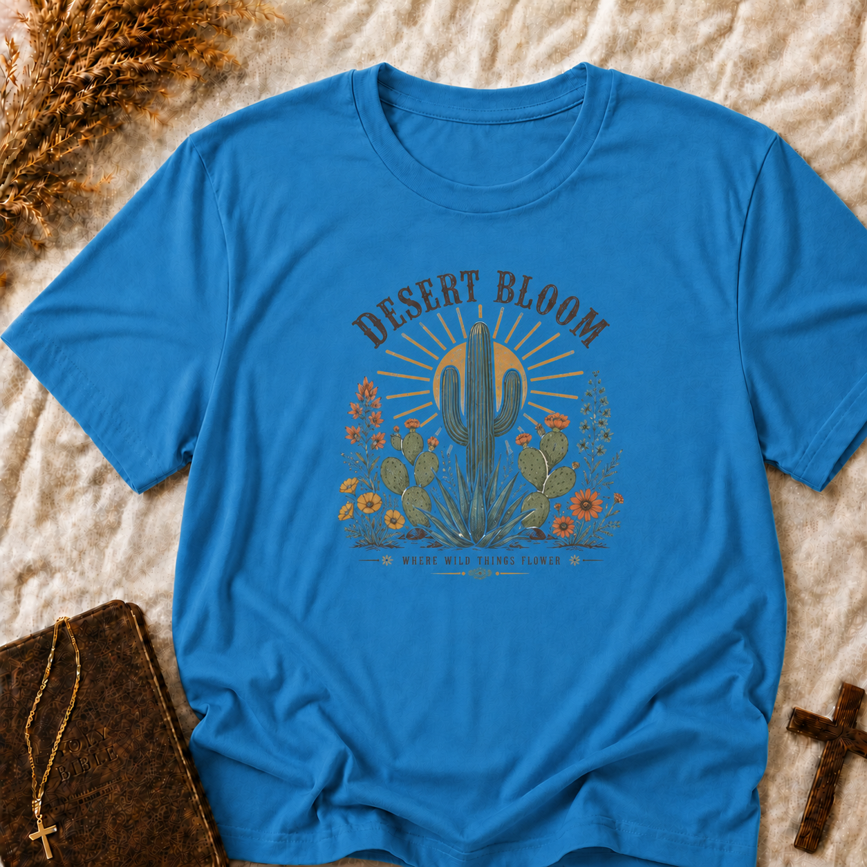 Desert Bloom T-Shirt — Cactus Floral Sunset Graphic Tee