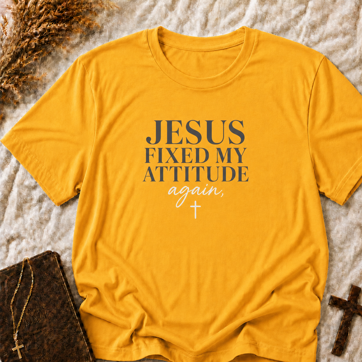Jesus Fixed My Attitude Tee — Christian Faith Inspirational T-Shirt