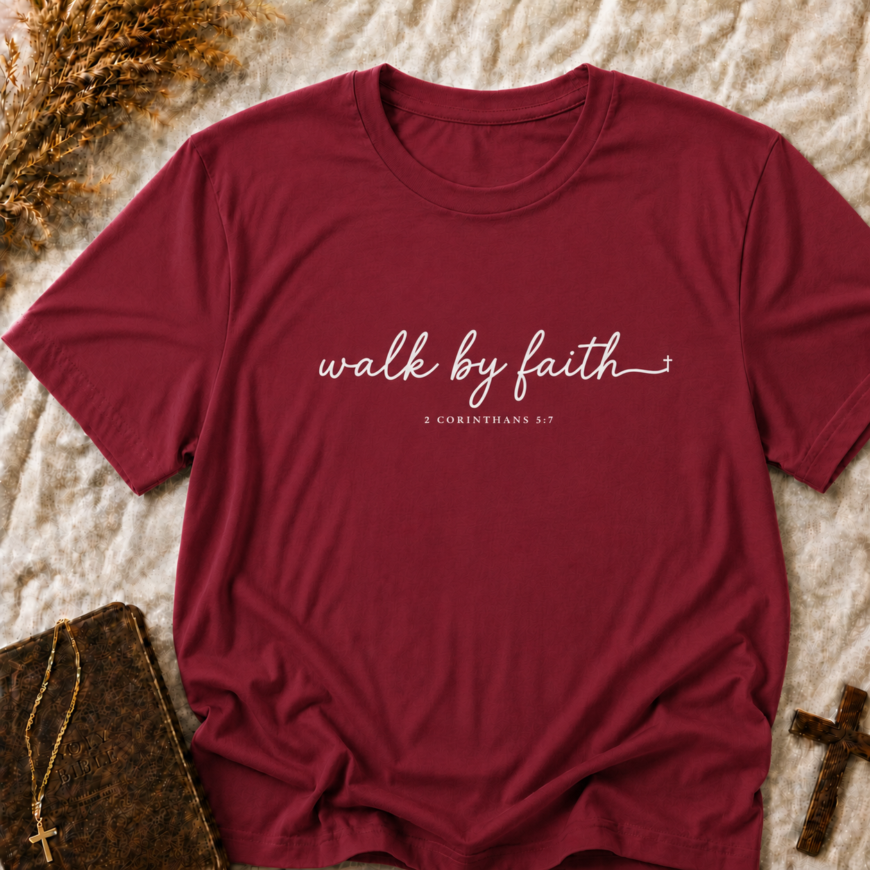 Walk By Faith T‑Shirt — 2 Corinthians Christian Faith Tee