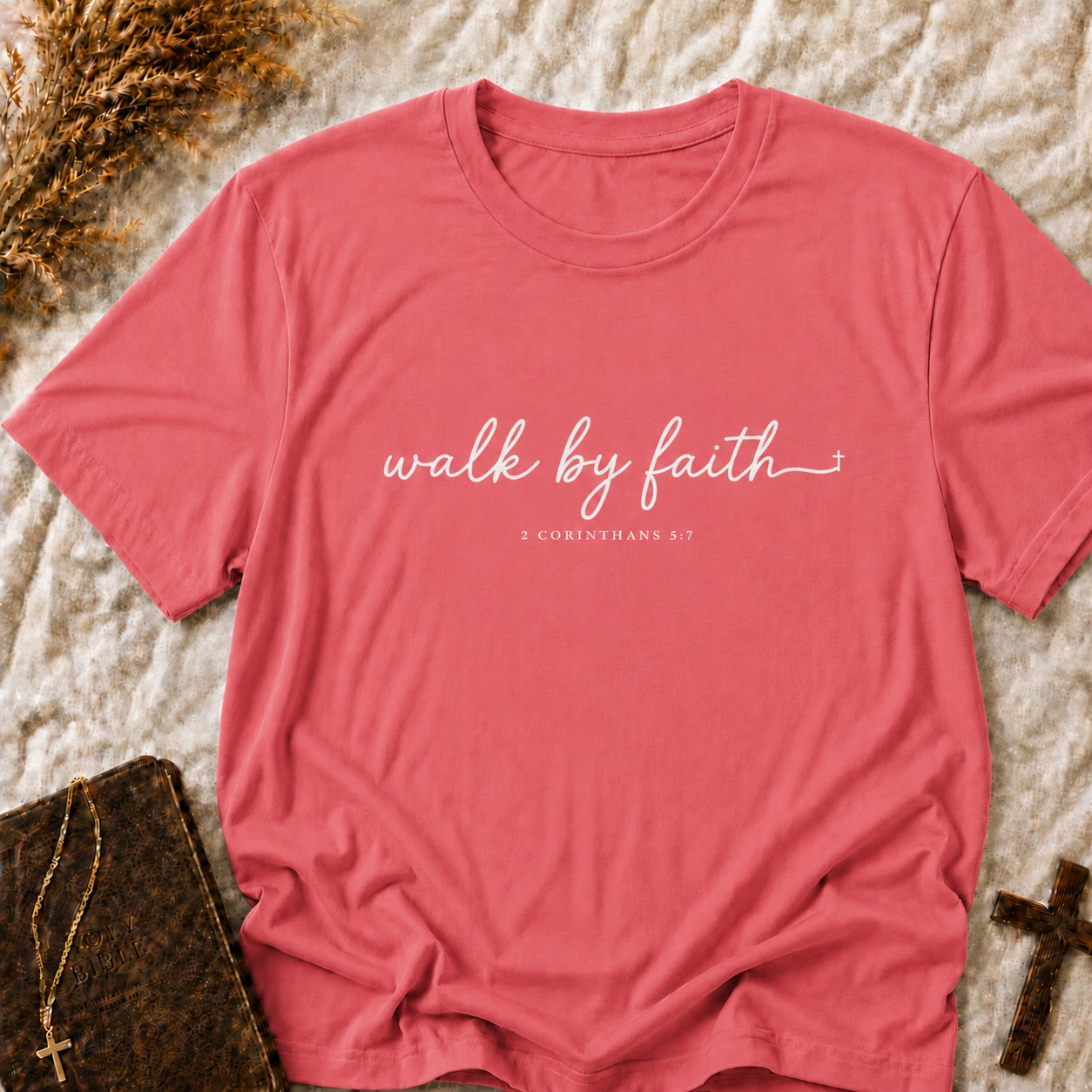 Walk By Faith T‑Shirt — 2 Corinthians Christian Faith Tee