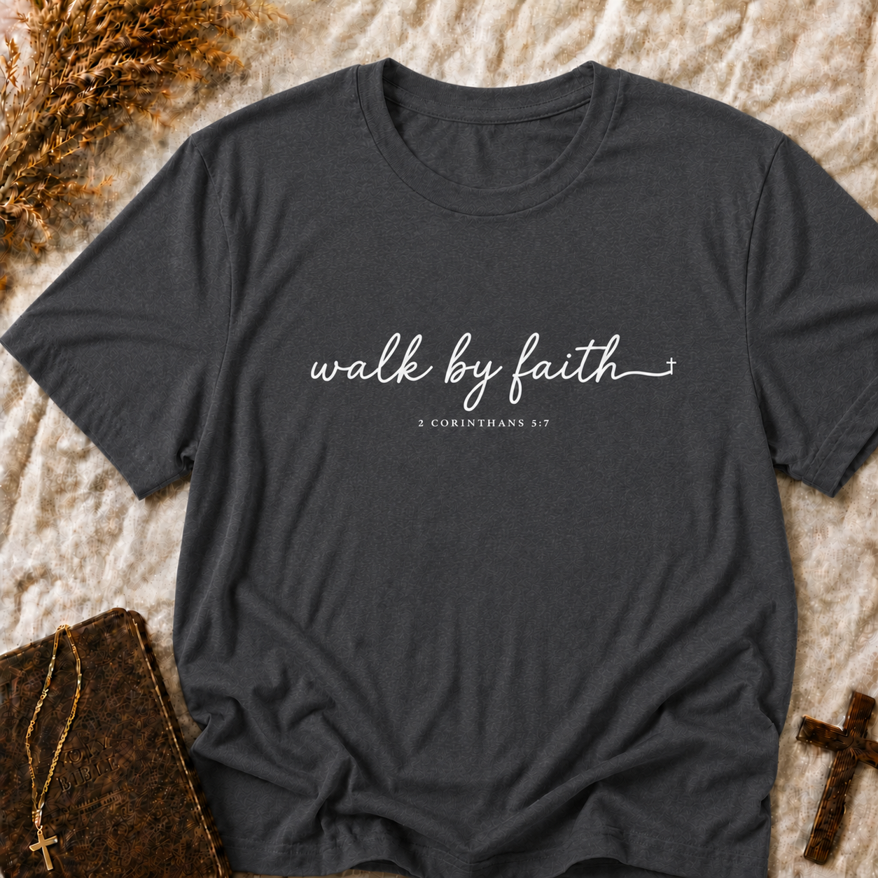 Walk By Faith T‑Shirt — 2 Corinthians Christian Faith Tee