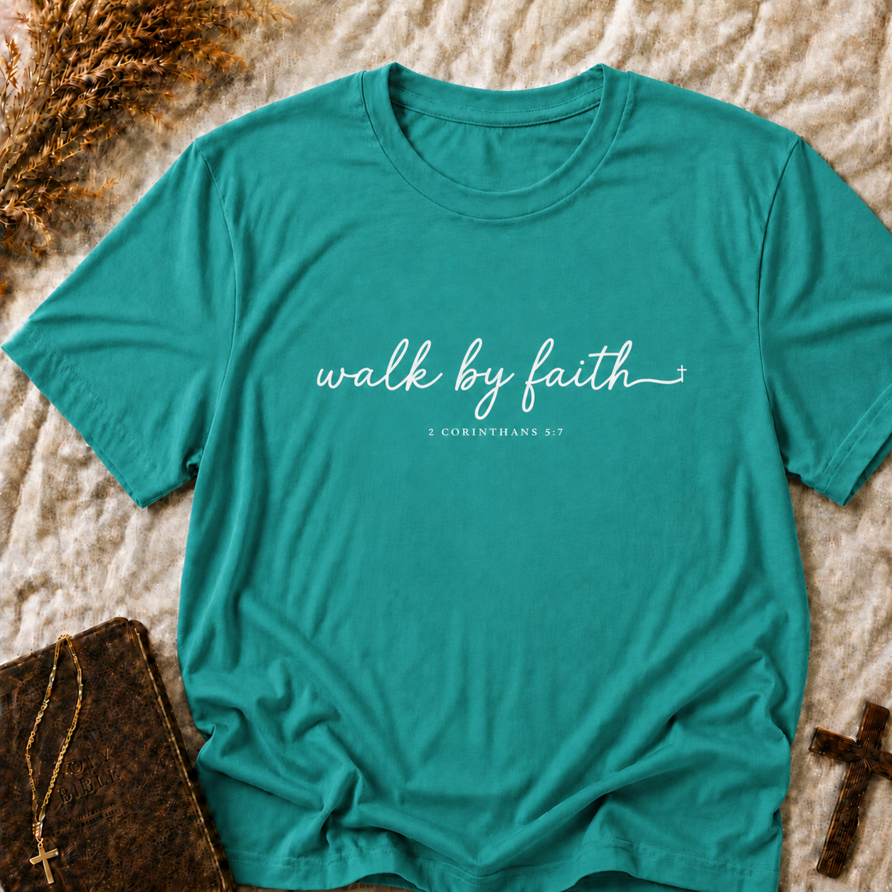 Walk By Faith T‑Shirt — 2 Corinthians Christian Faith Tee