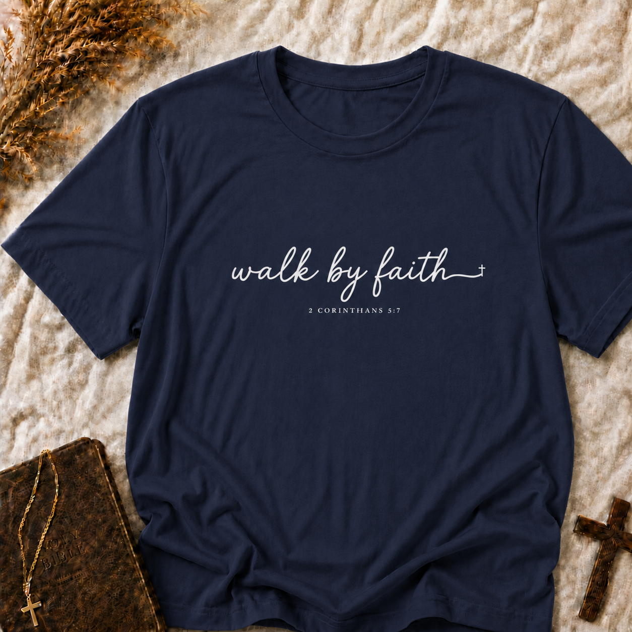 Walk By Faith T‑Shirt — 2 Corinthians Christian Faith Tee