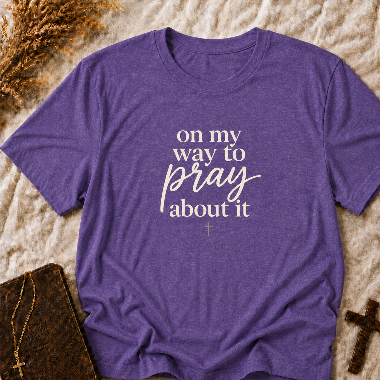 Prayer T-Shirt — "On My Way to Pray About It" Inspirational Faith Tee