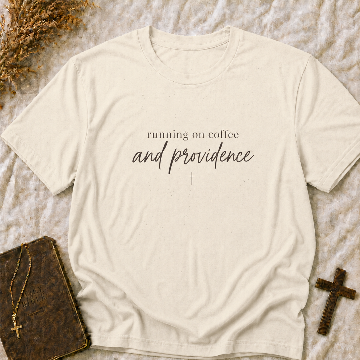 Running on Coffee and Providence T-Shirt — Christian Inspirational Tee