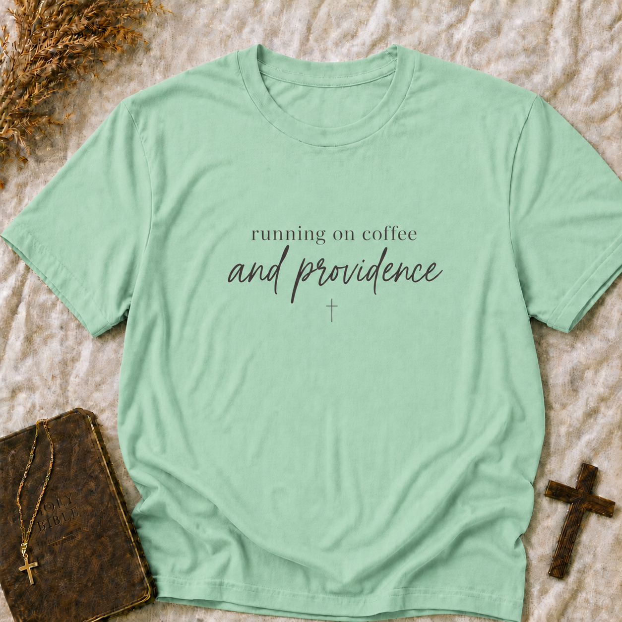 Running on Coffee and Providence T-Shirt — Christian Inspirational Tee