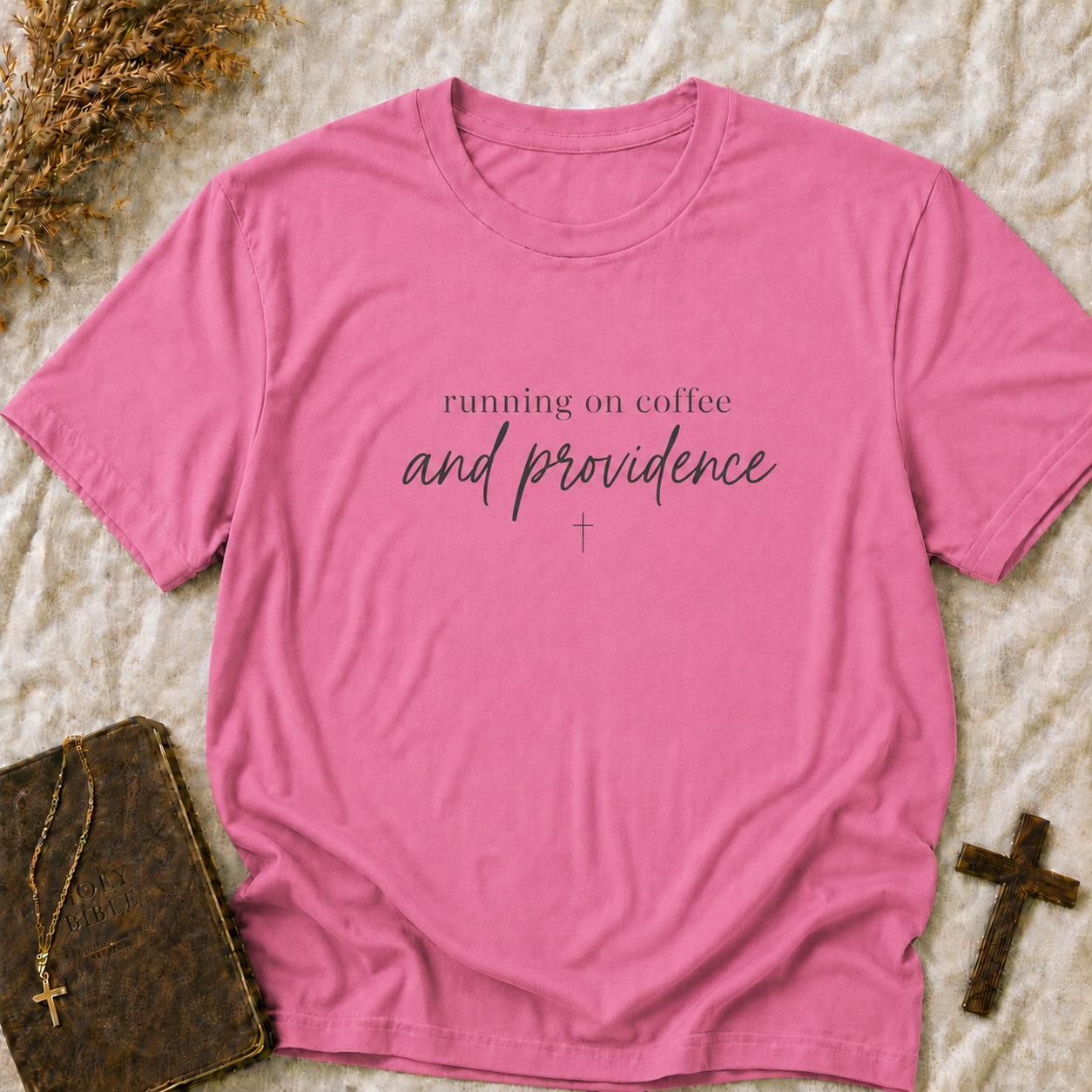 Running on Coffee and Providence T-Shirt — Christian Inspirational Tee
