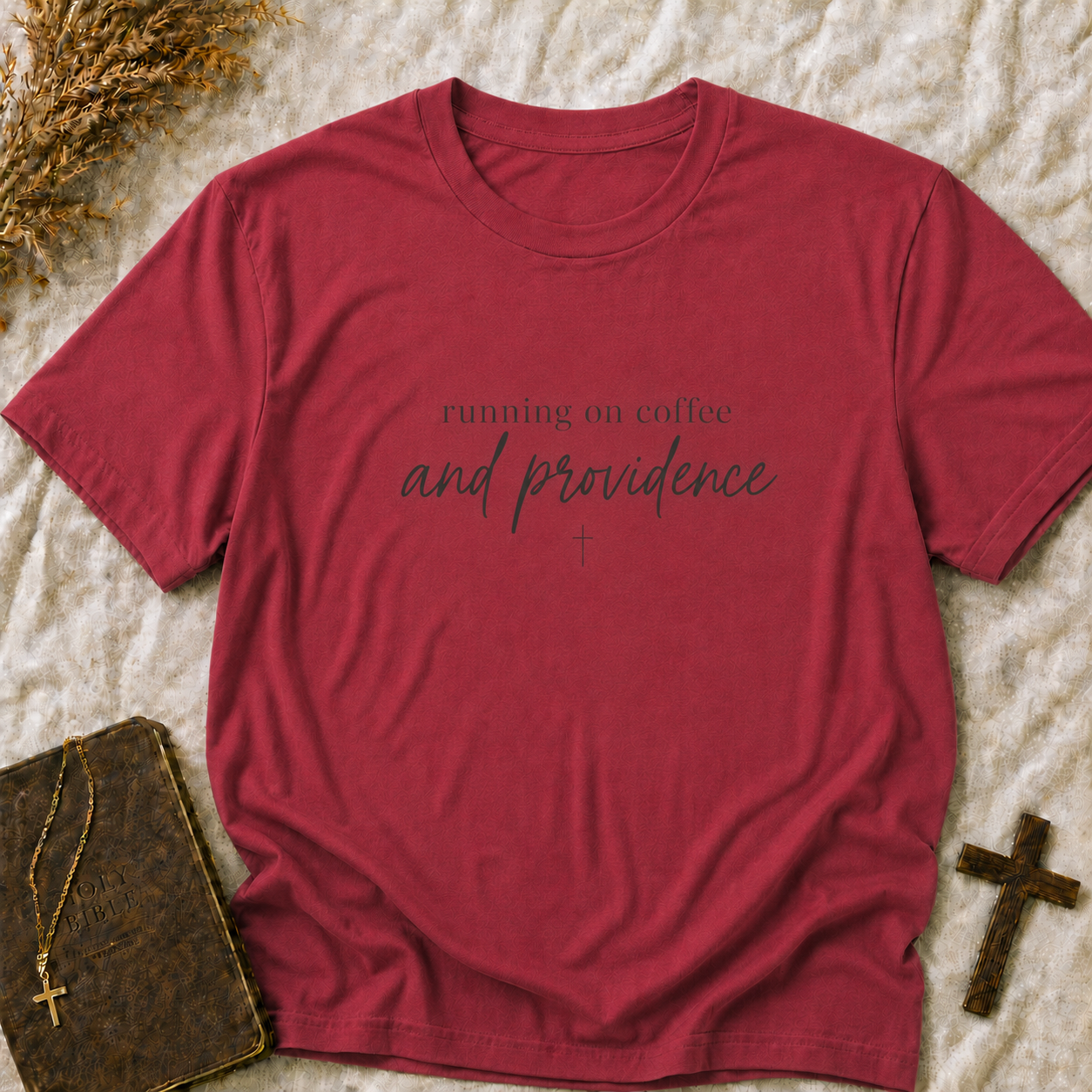 Running on Coffee and Providence T-Shirt — Christian Inspirational Tee