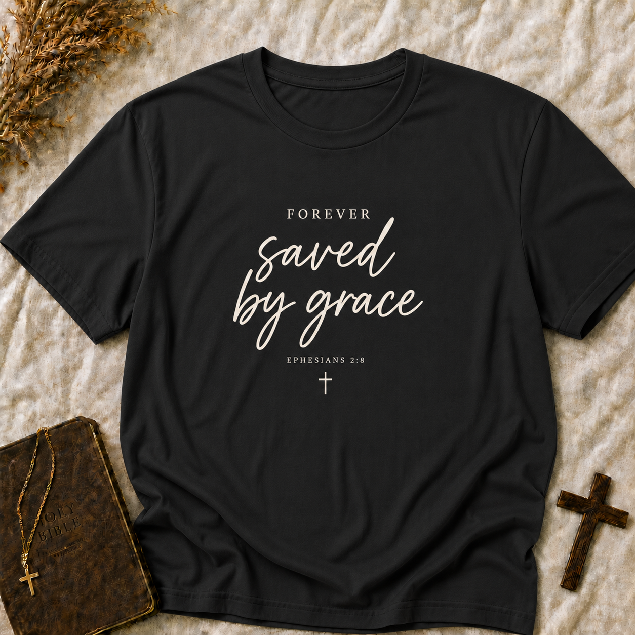 Saved by Grace T-Shirt — "Forever Saved by Grace" Christian Faith Tee