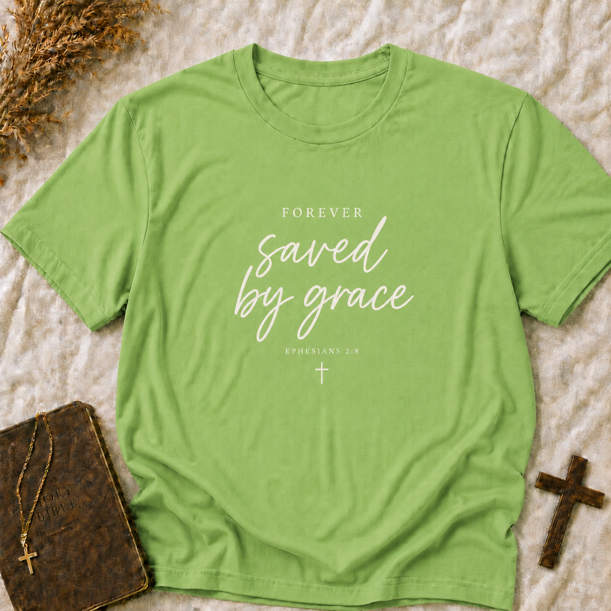 Saved by Grace T-Shirt — "Forever Saved by Grace" Christian Faith Tee