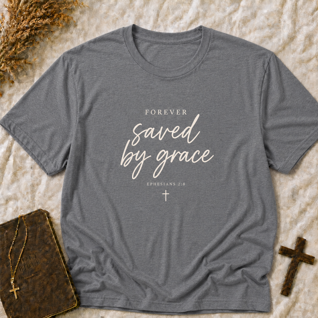 Saved by Grace T-Shirt — "Forever Saved by Grace" Christian Faith Tee