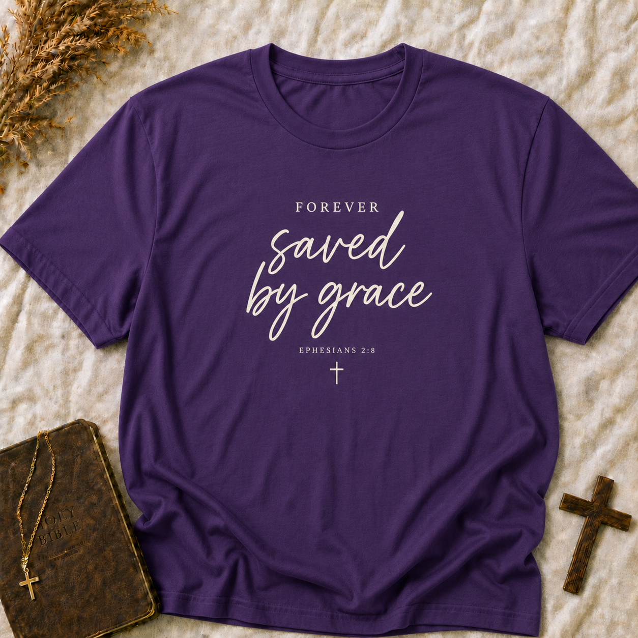 Saved by Grace T-Shirt — "Forever Saved by Grace" Christian Faith Tee