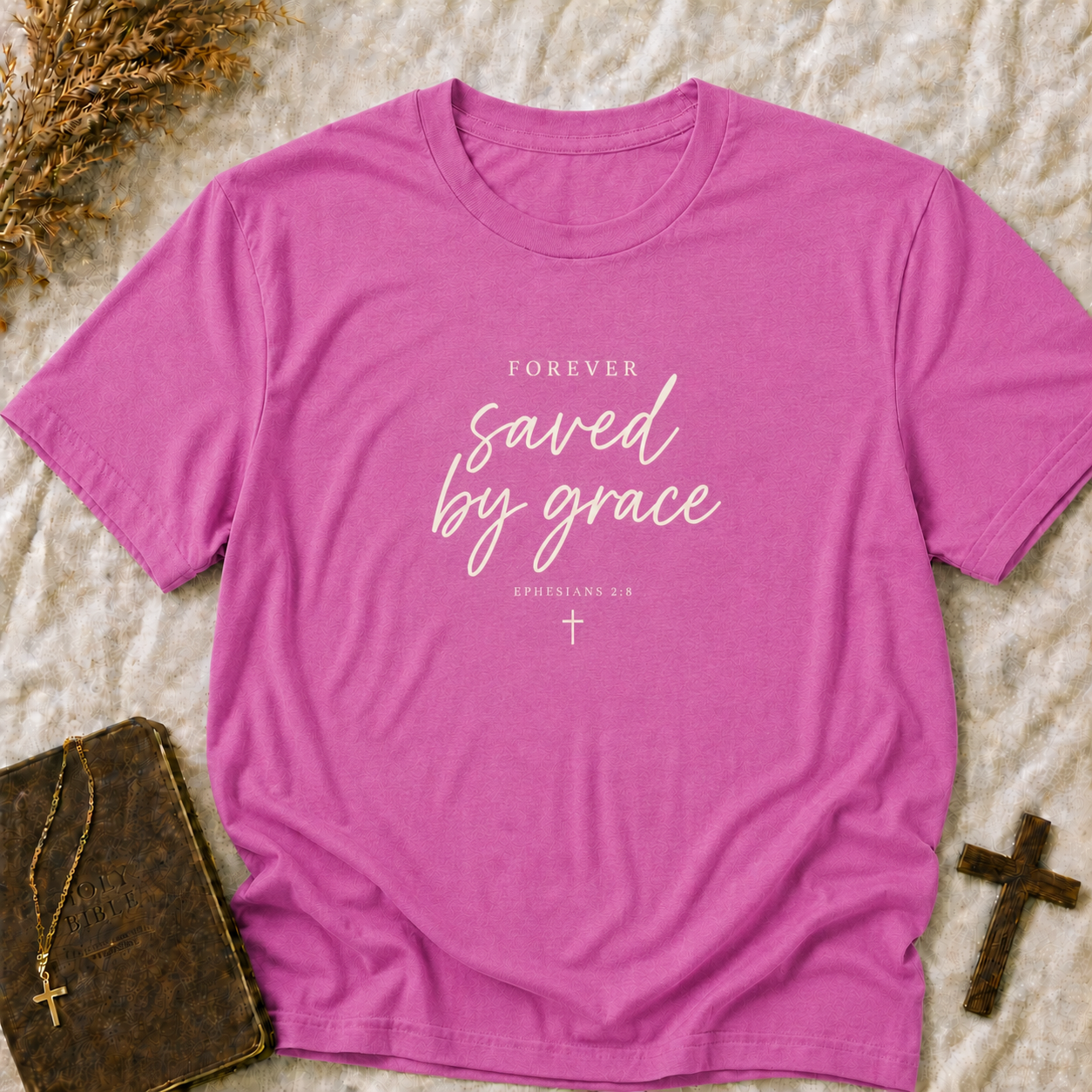 Saved by Grace T-Shirt — "Forever Saved by Grace" Christian Faith Tee