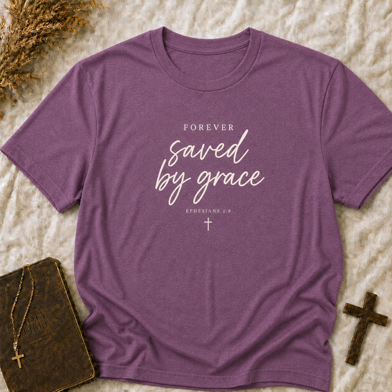 Saved by Grace T-Shirt — "Forever Saved by Grace" Christian Faith Tee